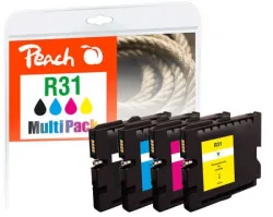 Peach R31 4 Druckerpatronen (bk, c/m/y) ersetzt Ricoh GC31, 405688, 405689, 405690, 405691 für z.B. Ricoh Aficio GX e 2600, Ricoh Aficio GX e 3300
