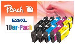 Peach E29 10 Druckerpatronen XL (2*bk, bk, c/m/y) ersetzt Epson T2996, No. 29XL, C13T29964010 für z.B. Epson Expression Home XP -235