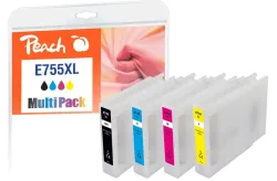 Peach E754/755/756 XL 4 Druckerpatronen XL (bk, c/m/y) ersetzt Epson T755XL für z.B. Epson WorkForce Pro WF -6530 MFP, Epson WorkForce Pro WF -8090