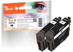 Peach E502 XLBK 2 Druckerpatronen XL 2*bk ersetzt Epson No. 502XLBK*2, C13T02W14010*2 für z.B. Epson Expression Home XP -5100