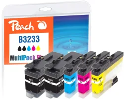 Peach B3233 Spar Plus Pack Druckerpatronen (2*bk, c/m/y) ersetzt Brother LC-3233 für z.B. Brother DCPJ 1100 DW, Brother MFCJ 1300 DW