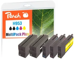 Peach HP 953 5 Druckerpatronen (2*bk, c/m/y) ersetzt HP No. 953, L0S58AE*2, F6U12AE, F6U13AE, F6U14AE für z.B. HP OfficeJet Pro 8730