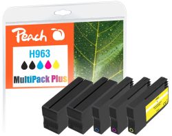 Peach HP 963 5 Druckerpatronen (2*bk, c/m/y) ersetzt HP No. 963, 6ZC70AE für z.B. HP OfficeJet Pro 9010, HP OfficeJet Pro 9012, HP OfficeJet Pro 9013