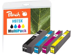 Peach HP 973 X 4 Druckerpatronen XL (bk, c/m/y) ersetzt HP No. 973X, L0S07AE, F6T81AE, F6T82AE, F6T83AE für z.B. HP PageWide Pro 450