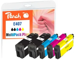 Peach E407 5 Druckerpatronen (2*bk/c, m, y) ersetzt Epson No. 407 für z.B. Epson WorkForce Pro WF -4745 DTWF