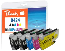 Peach B424 Druckerpatrone (2*bk, c/m/y) ersetzt Brother LC-424 für z.B. Brother DCPJ 1200 W, Brother DCPJ 1200 DW, Brother DCPJ 1200 WE ecopro