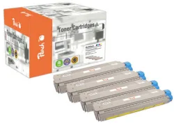 Peach O4464-3001-4 4 Toner (bk, c/m/y) ersetzt OKI No. 4464-3001-4 , 44643001-3004 für z.B. OKI C 800, OKI C 801 DN, OKI C 801 N, OKI C 821 DN