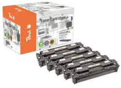 Peach HP 125 A 5 Toner (2*bk, c/m/y) ersetzt HP No. 125A, CB540A*2, CB541A, CB542A, CB543A für z.B. HP Color LaserJet CP 1515 N