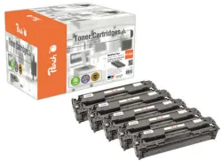 Peach HP 128 A 5 Toner (2*bk, c/m/y) ersetzt HP No. 128A, CE320A*2, CE321A, CE322A, CE323A für z.B. HP LaserJet CP 1500, HP LaserJet CP 1525