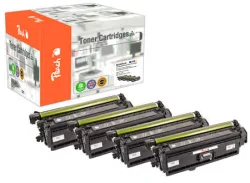 Peach HP 508 X 4 Toner XL (bk, c/m/y) ersetzt HP No. 508X, CF360X, CF361X, CF362X, CF363X für z.B. HP Color LaserJet Enterprise Flow MFP M 577 c