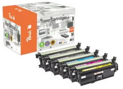 Peach HP 307 A 5 Toner (2*bk, c/m/y) ersetzt HP No. 307A, CE740A*2, CE741A, CE742A, CE743A für z.B. HP Color LaserJet CP 5200