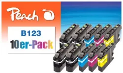 Peach B123 VALBP 10 Druckerpatronen XL (2*bk, bk, c/m/y) ersetzt Brother LC-123VALBP für z.B. Brother MFCJ 6720 DW, Brother MFCJ 6520 DW