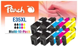 Peach E35 XL 10 Druckerpatronen XL (4*bk, 2*c/m/y) ersetzt Epson No. 35XL, T3591*4, T3592*2, T3593*2, T3594*2 für z.B. Epson WorkForce Pro WF -4720 DWF