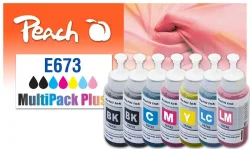 Peach E673 7 Druckerpatronen (2*bk, c/m/y/cyli/mali) ersetzt Epson T6737 für z.B. Epson EcoTank L 1800 ITS, Epson EcoTank L 800, Epson EcoTank L 805