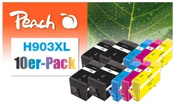 Peach HP 903 XL 10 Druckerpatronen XL (2*bk, bk, c/m/y) ersetzt HP No. 903XL, T6M15AE*4, T6M03AE*2, T6M07AE*2, T6M11AE*2 für z.B. HP OfficeJet Pro 6970