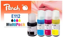 Peach E112 Spar Pack Druckerpatronen (bk, c/m/y) ersetzt Epson No. 112 für z.B. Epson EcoTank L 11160, Epson EcoTank L 15150, Epson EcoTank L 15160