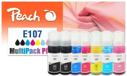 Peach E107 7 Druckerpatronen (2*bk, cy/cyli/ma/mali/ye) ersetzt Epson No. 107, T09B1*2, T09B2, T09B3, T09B4, T09B5, T09B6 für z.B. Epson EcoTank ET -18100