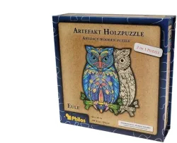 Artefakt Holzpuzzle 2 in 1 Eule, 199 Teile, in magnetischer Klappschachtel