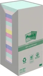 POST-IT Haftnotizen Recycling 76x76mm 654-1RPT 4-farbig, 16x100 Blatt