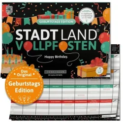 Denkriesen Stadt Land Vollpfosten A4 Block Geburtstags Edition -DE-