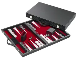 Backgammon rot, medium, Kunstleder
