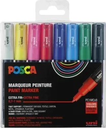 POSCA PC-1MC Farbmarker Kalligraphie Farbig assortiert 8 Stück