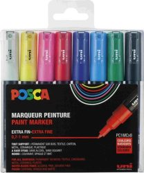 POSCA PC-1MC Farbmarker Kalligraphie Farbig assortiert 8 Stück