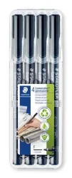 STAEDTLER Lumocolor Universal Lumocolor Rundspitze Permanentmarker Fein Rundspitze 0,6 mm Schwarz Nachfüllbar 4 Stück