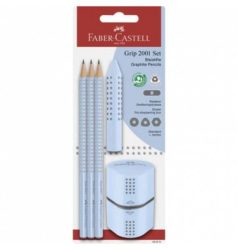 FABER-CASTELL Bleistift, Radierer, Spitzer B 580074 Grip Set 2001, sky blue