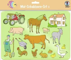 URSUS Schablonen Set 3 Tiere 44100003 26.8x18.9x0.2cm 6 St&uuml;ck