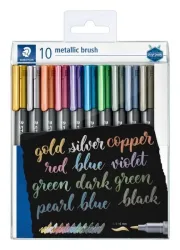 STAEDTLER Metallic Marker mit Pinselspitze ?8321 Nicht permanent 1-6 mm Farbig sortiert 10 Stück