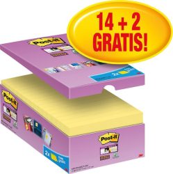 Post-it Super Sticky Notes Haftnotizen 127 x 76 mm Gelb 90 Blatt Vorteilspack 14 Blöcke + 2 GRATIS
