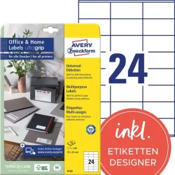 AVERY ZWECKFORM Etiketten 70x36mm 6122Z weiss 240 Stk./10 Blatt