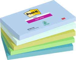 Post-it Super Haftnotizen 76 x 127 mm Blau, Grün Rechteckig Einfarbig 5 Blöcke mit 90 Blatt