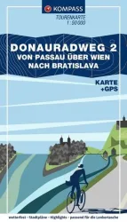 KOMPASS Fahrrad-Tourenkarte Donauradweg 2, von Passau über Wien nach Bratislava 1:50.000
