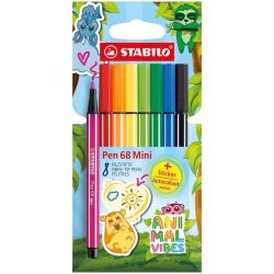 STABILO Filzstift Pen 68 Mini Animal Vibes, 8er Set