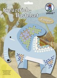URSUS® Kreuzstich-Bastelset ELEFANT 3-teilig