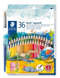 STAEDTLER 144 10ND36 Noris Club® aquarell Farbstift Kartonetui mit 36 Farben und Pinsel