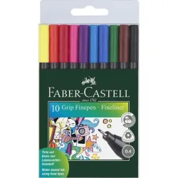 FABER-CASTELL Grip Finepen 0,4mm 151610 10 Farben, Etui