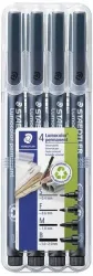 STAEDTLER Lumocolor Folienstift Faserschreiber Schwarz 4 Stück