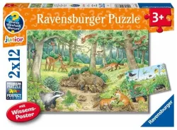 Kinderpuzzle 2x12 Teile - Wieso? Weshalb? Warum? Tiere im Wald und auf der Wiese