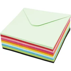 Creativ Company Farbige Briefumschläge - Sortiment, Umschlaggröße 16x16 cm, 80 g, sortiert, 10x10 Stk