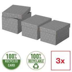 Esselte Home Aufbewahrungs- und Geschenkbox 628281 Klein 100% Recycelter Karton Grau 200 x 255 x 150 mm 3 Stück