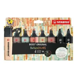 STABILO Boss Leuchtmarker Original 70/8-2-1 Nature Colors 6 + 2 schwarz