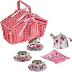 small foot ® Picknickkorb Bunte Blumen - rosa/pink