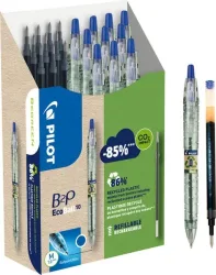 Pilot B2P Ecoball Kugelschreiber Mittel 0.4 mm Recycelt 86% mit 10 Stiften und 10 Minen