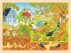 goki Einlegepuzzle UNSER GARTEN ÜBER UND UNTER DER ERDE 96-teilig in bunt