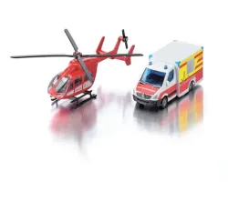 Siku - Mercedes-Benz Rettungswagen & Helikopter, Multicolor