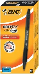 BIC Soft Feel Kugelschreiber Schwarz Mittel 0.4 mm 12 Stück