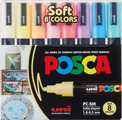 POSCA Farbmarker Pastell PC-5M Kalligraphie Farbig assortiert 8 Stück